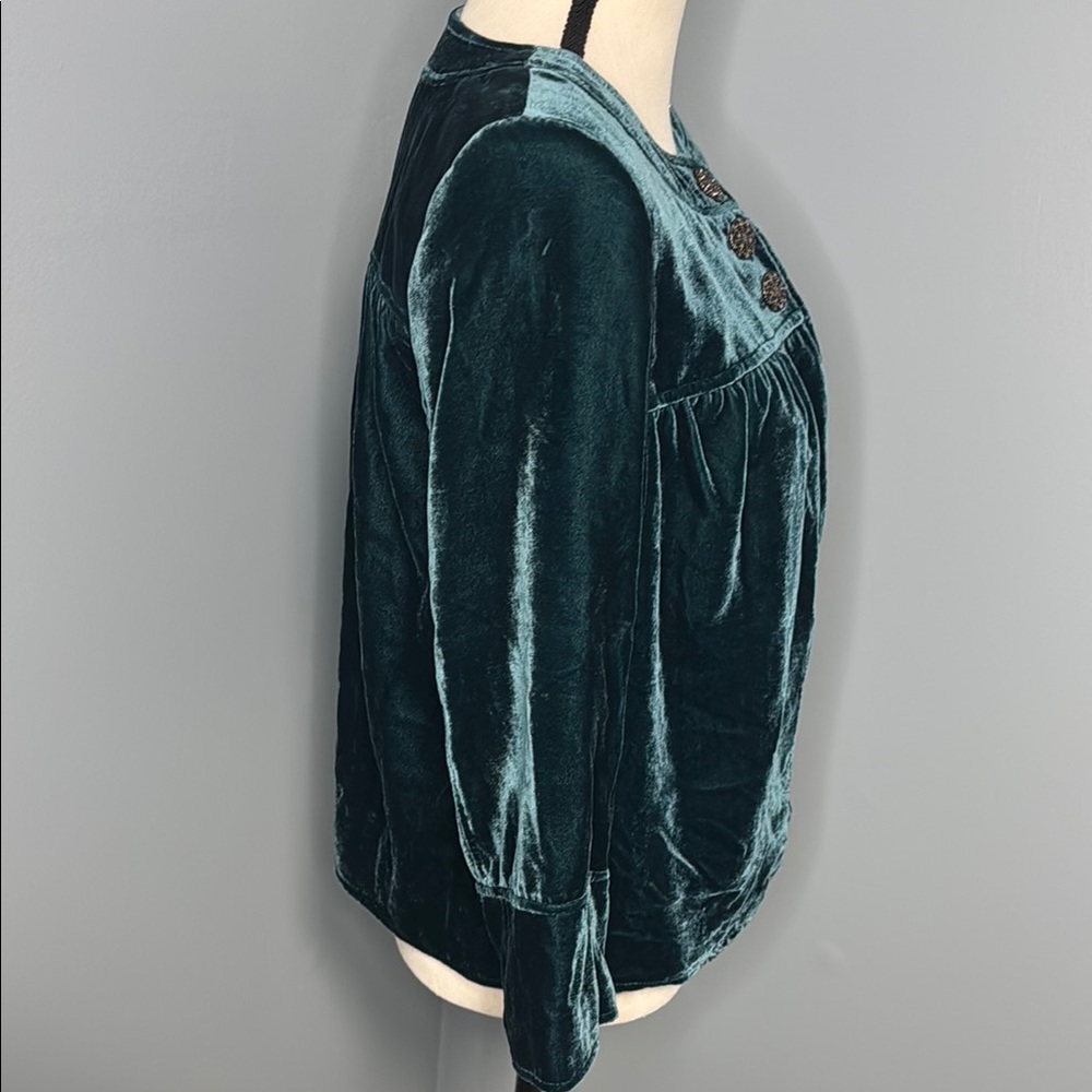 NWT Style & Co Women’s Green/Teal Velvet Blazer Jacket Sz 4 - Picture 3 of 8